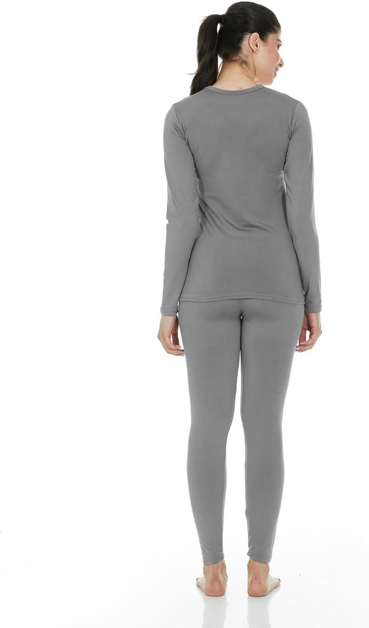 imageThermajane Long Johns Set Bottoms Size XL Grey Set Black Bottoms