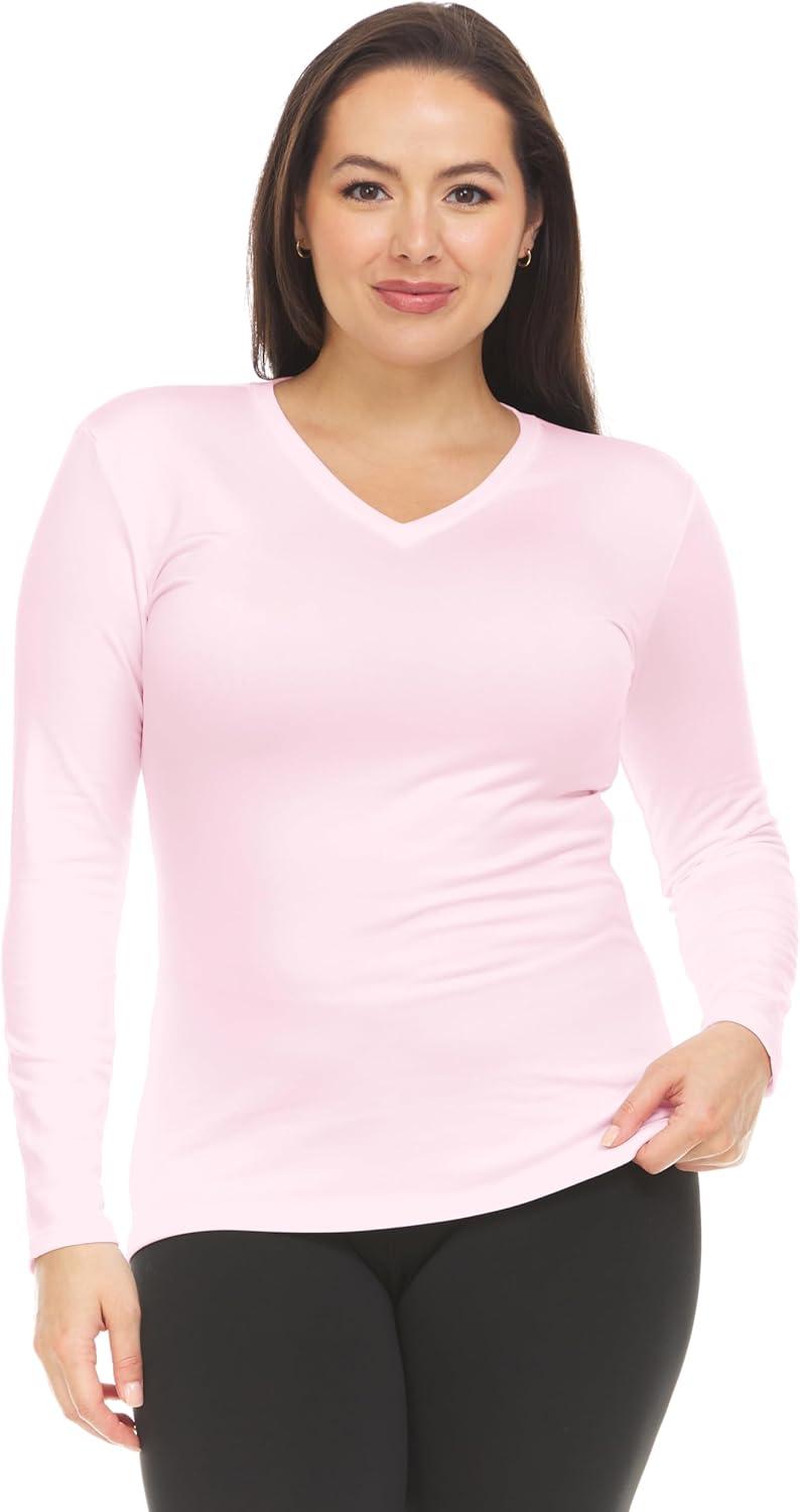 imageThermajane Long Sleeve Thermal Shirts for Women Cold Weather Womens Thermal Underwear Tops Base Layer Women ThermalBaby Pink