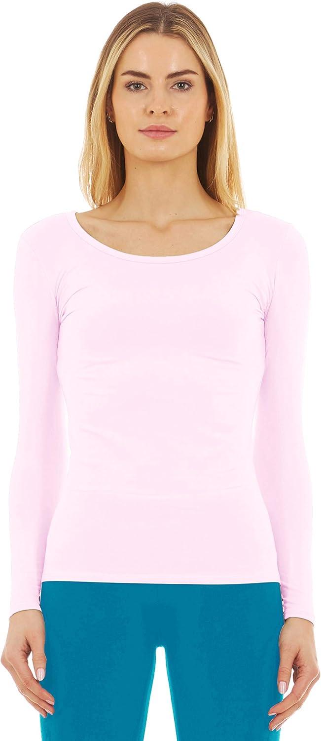 imageThermajane Long Sleeve Thermal Shirts for Women Cold Weather Womens Thermal Underwear Tops Base Layer Women ThermalBaby Pink