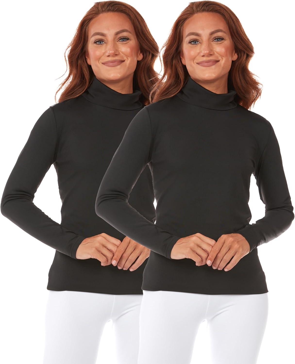 imageThermajane Long Sleeve Thermal Shirts for Women Cold Weather Womens Thermal Underwear Tops Base Layer Women ThermalBlack Black