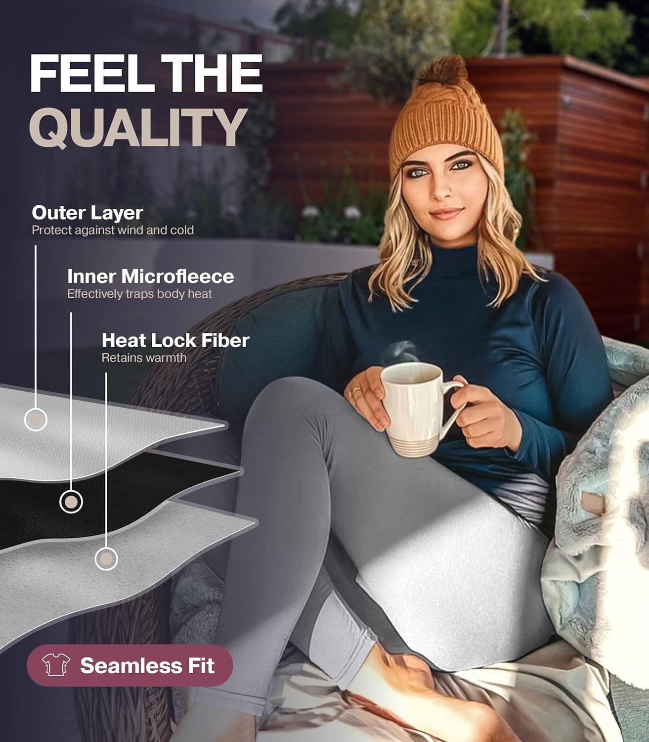 imageThermajane Long Sleeve Thermal Shirts for Women Cold Weather Womens Thermal Underwear Tops Base Layer Women ThermalBlack Black