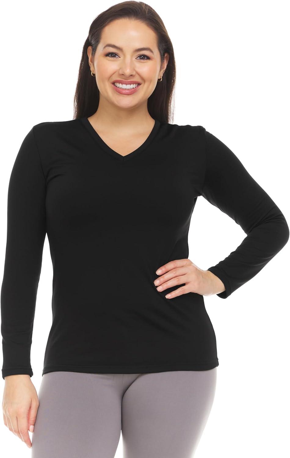 imageThermajane Long Sleeve Thermal Shirts for Women Cold Weather Womens Thermal Underwear Tops Base Layer Women ThermalBlack