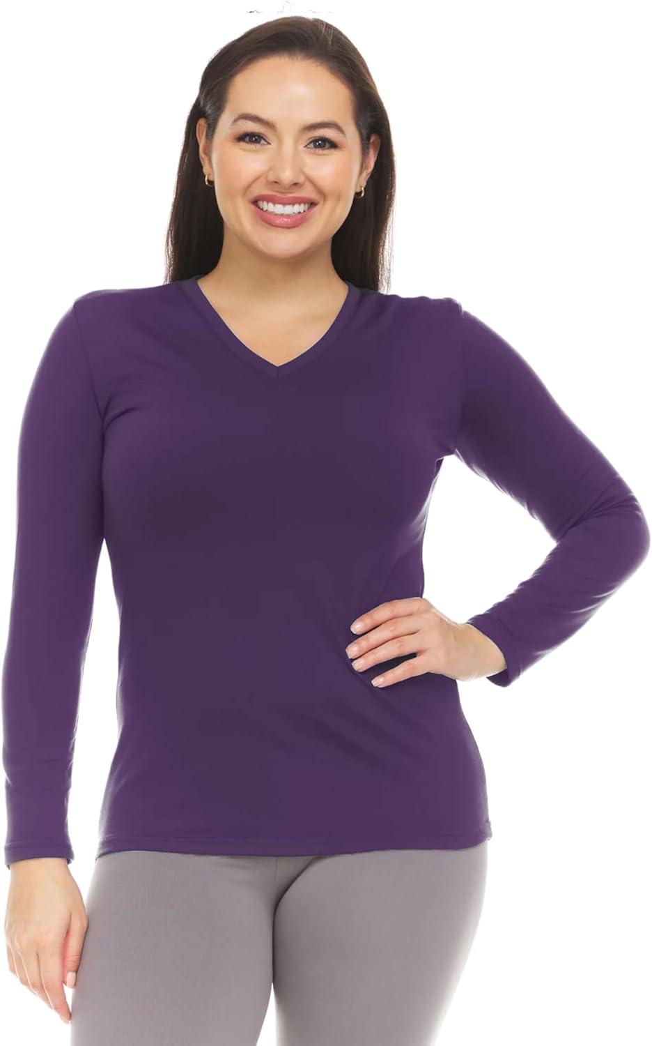 imageThermajane Long Sleeve Thermal Shirts for Women Cold Weather Womens Thermal Underwear Tops Base Layer Women ThermalMidnight Plum