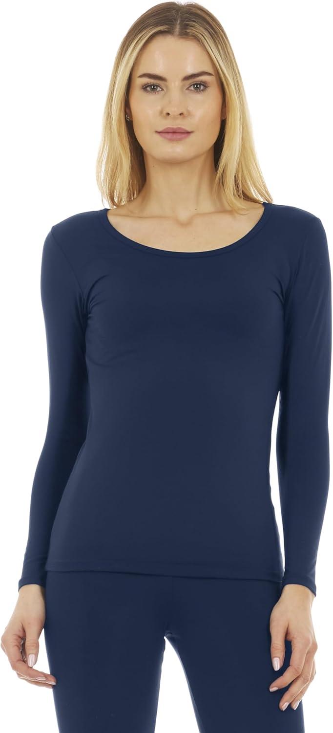imageThermajane Long Sleeve Thermal Shirts for Women Cold Weather Womens Thermal Underwear Tops Base Layer Women ThermalNavy