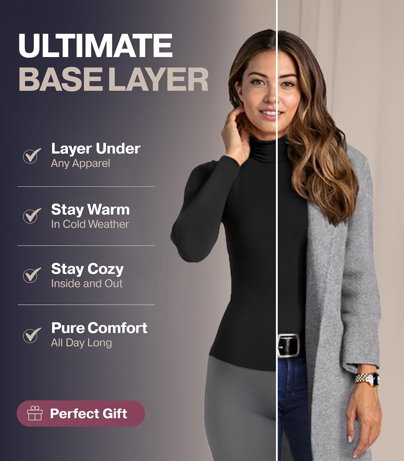 imageThermajane Long Sleeve Thermal Shirts for Women Cold Weather Womens Thermal Underwear Tops Base Layer Women ThermalNavy