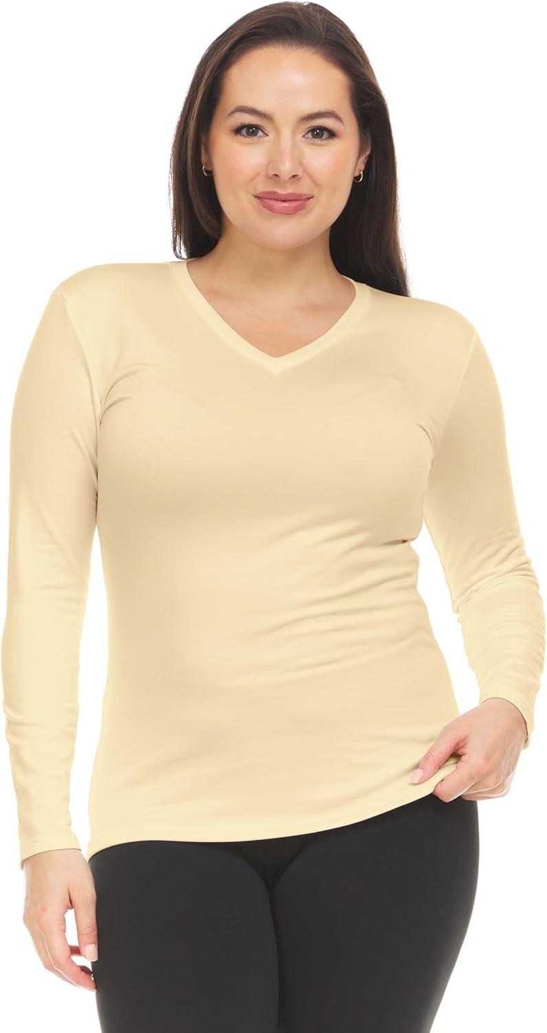 imageThermajane Long Sleeve Thermal Shirts for Women Cold Weather Womens Thermal Underwear Tops Base Layer Women ThermalNude