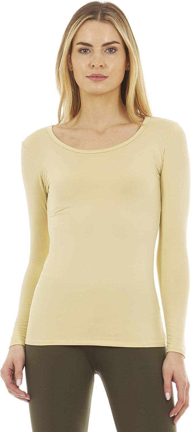 imageThermajane Long Sleeve Thermal Shirts for Women Cold Weather Womens Thermal Underwear Tops Base Layer Women ThermalNude