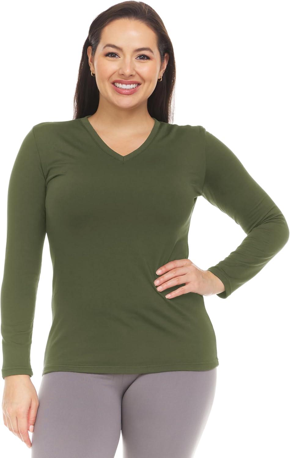 imageThermajane Long Sleeve Thermal Shirts for Women Cold Weather Womens Thermal Underwear Tops Base Layer Women ThermalOlive Green