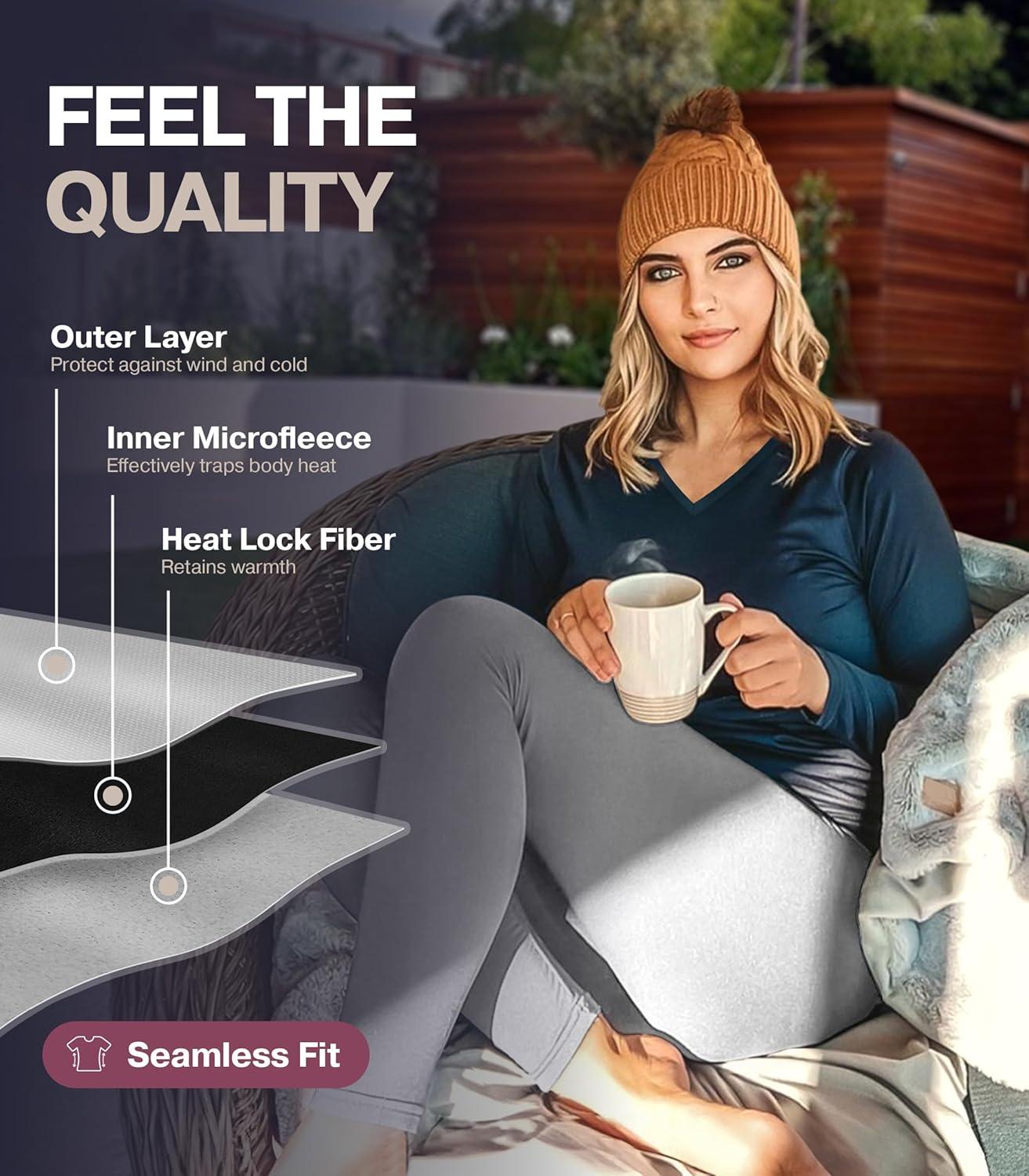 imageThermajane Long Sleeve Thermal Shirts for Women Cold Weather Womens Thermal Underwear Tops Base Layer Women ThermalOlive Green