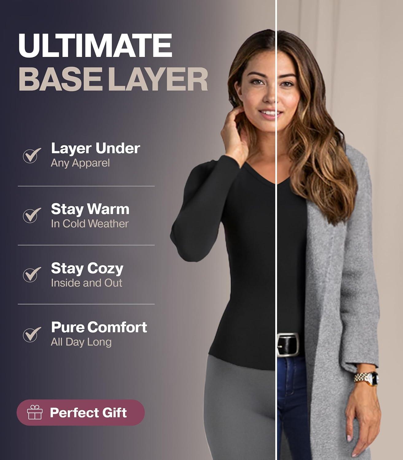 imageThermajane Long Sleeve Thermal Shirts for Women Cold Weather Womens Thermal Underwear Tops Base Layer Women ThermalOlive Green