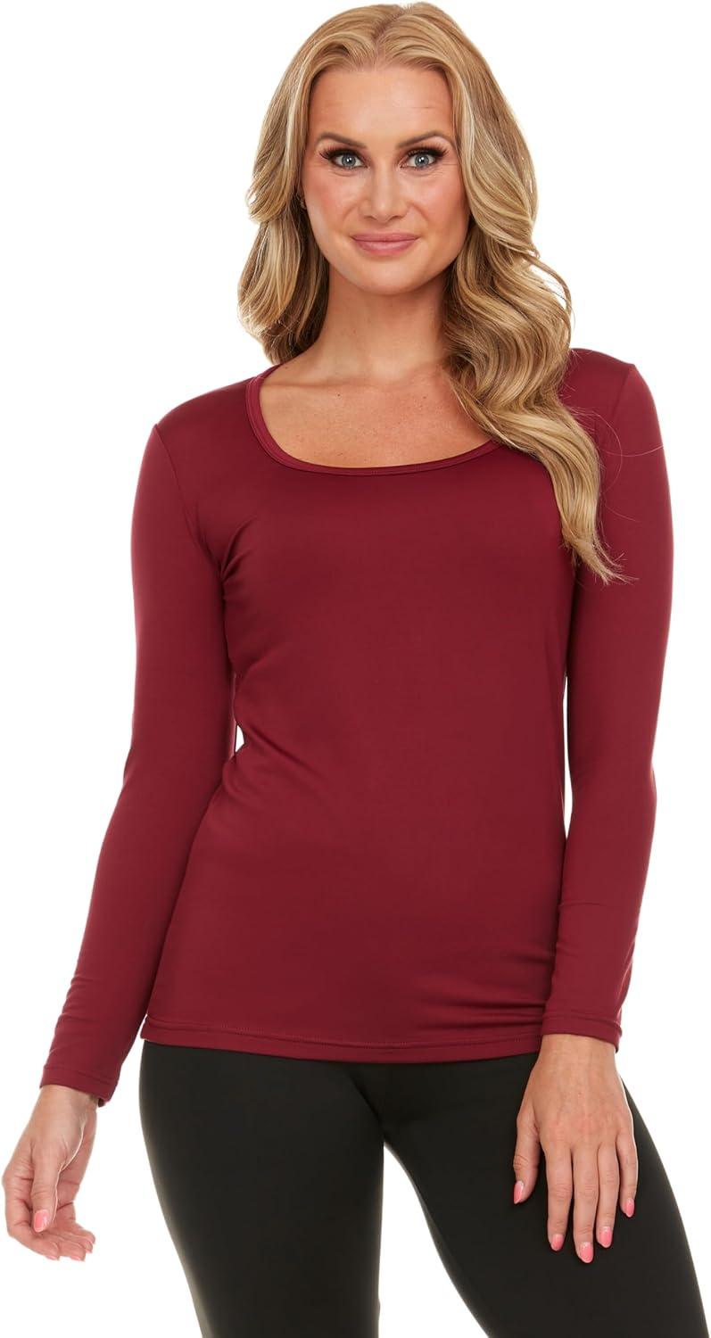 imageThermajane Long Sleeve Thermal Shirts for Women Cold Weather Womens Thermal Underwear Tops Base Layer Women ThermalRed