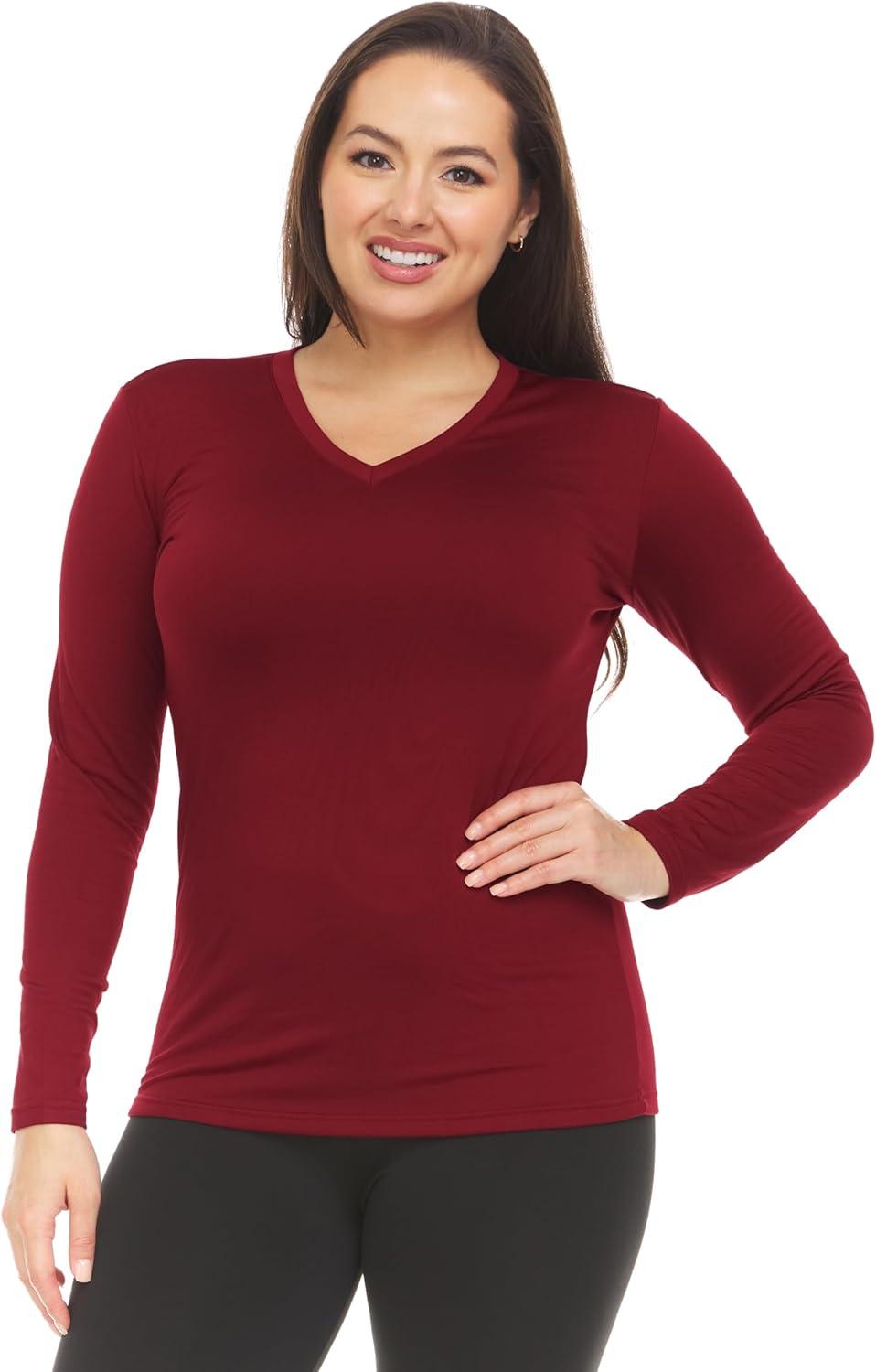 imageThermajane Long Sleeve Thermal Shirts for Women Cold Weather Womens Thermal Underwear Tops Base Layer Women ThermalRed