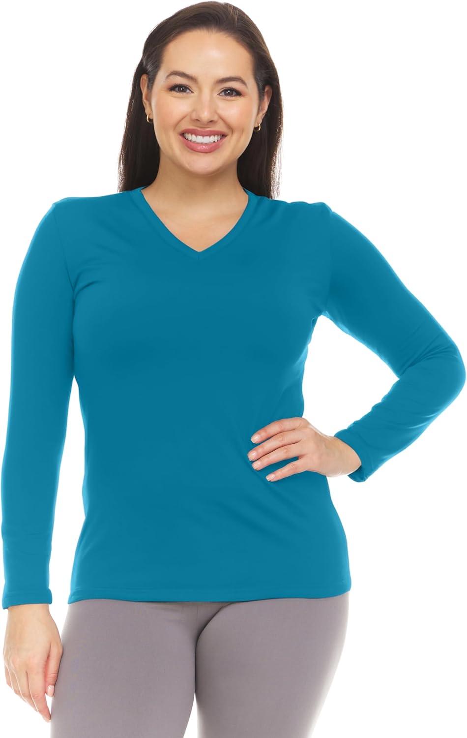 imageThermajane Long Sleeve Thermal Shirts for Women Cold Weather Womens Thermal Underwear Tops Base Layer Women ThermalTeal