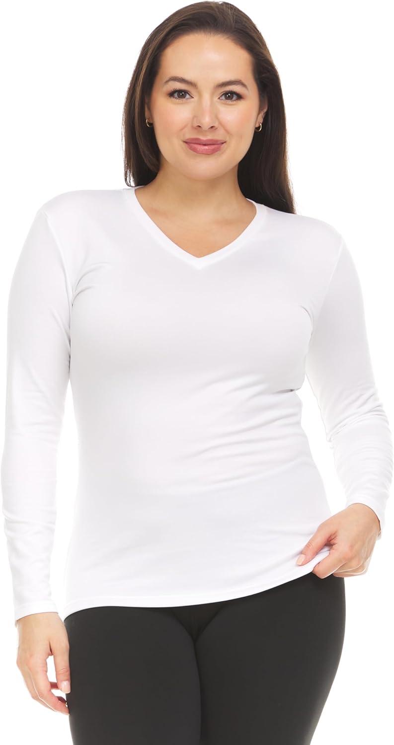 imageThermajane Long Sleeve Thermal Shirts for Women Cold Weather Womens Thermal Underwear Tops Base Layer Women ThermalWhite