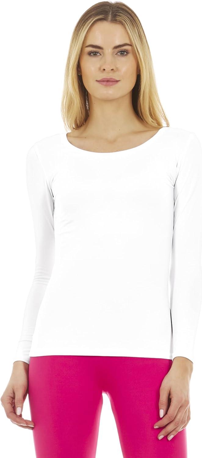 imageThermajane Long Sleeve Thermal Shirts for Women Cold Weather Womens Thermal Underwear Tops Base Layer Women ThermalWhite