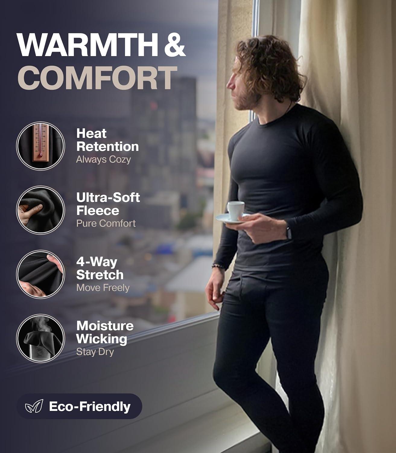 imageThermajohn Long Johns Thermal Underwear for Men Fleece Lined Base Layer Set for Cold WeatherCharcoal