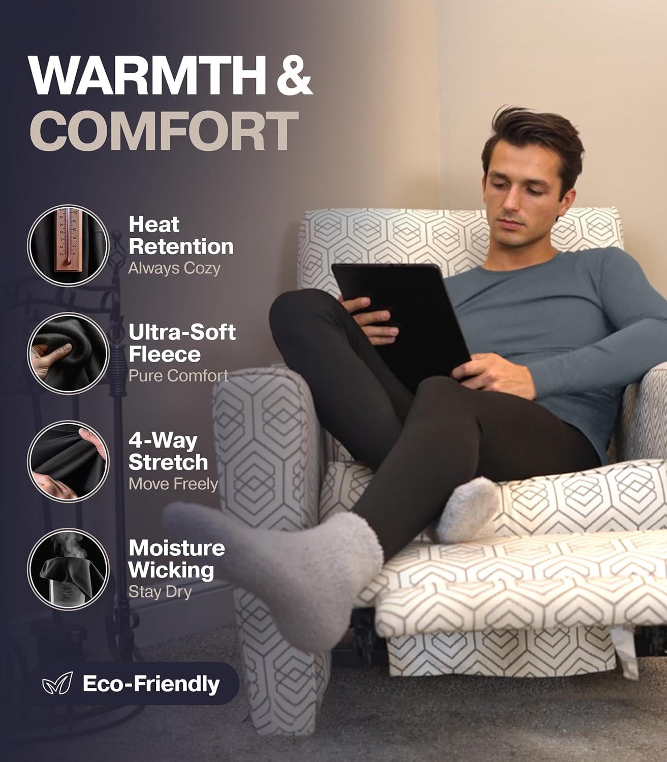 imageThermajohn Long Johns for Men Thermal Underwear for Men Long Underwear Mens Leggings Thermal Pants Men Cold Weather BottomsGrey