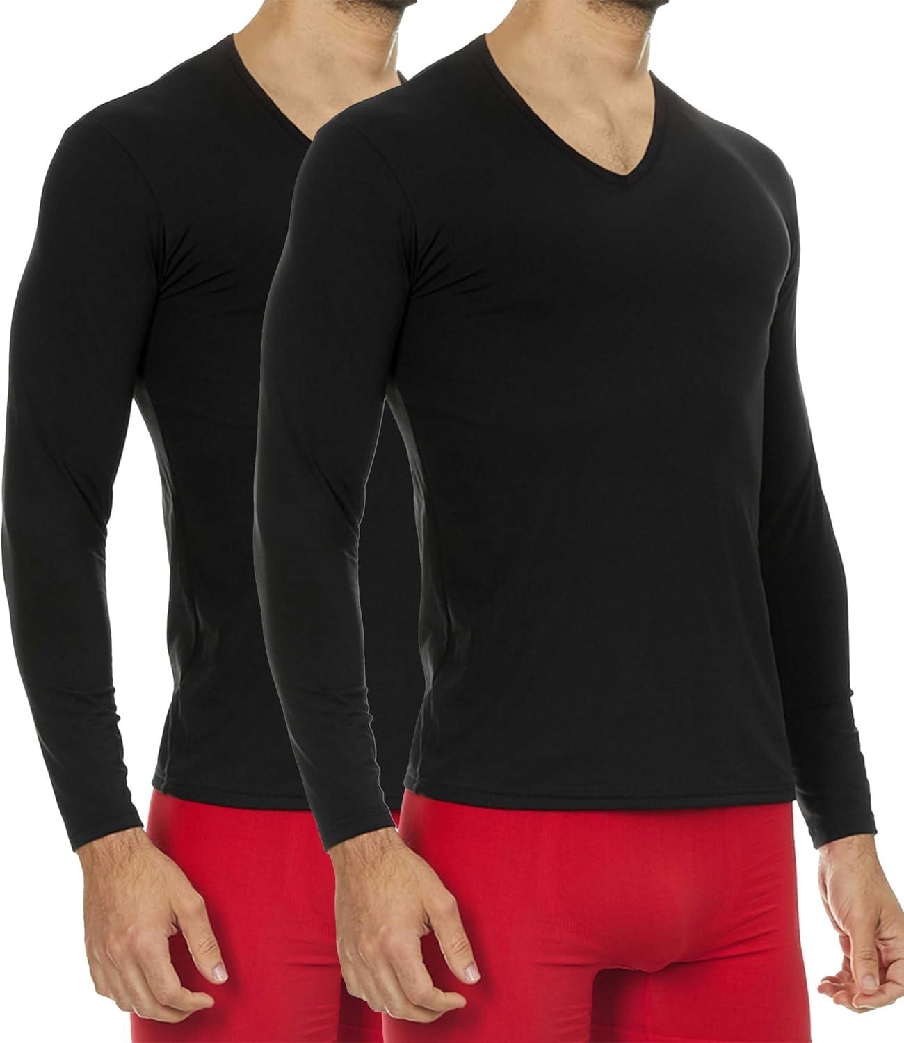 imageThermajohn Thermal Shirts for Men Long Sleeve Thermal Compression Shirts for Men Base Layer Cold WeatherBlack Black