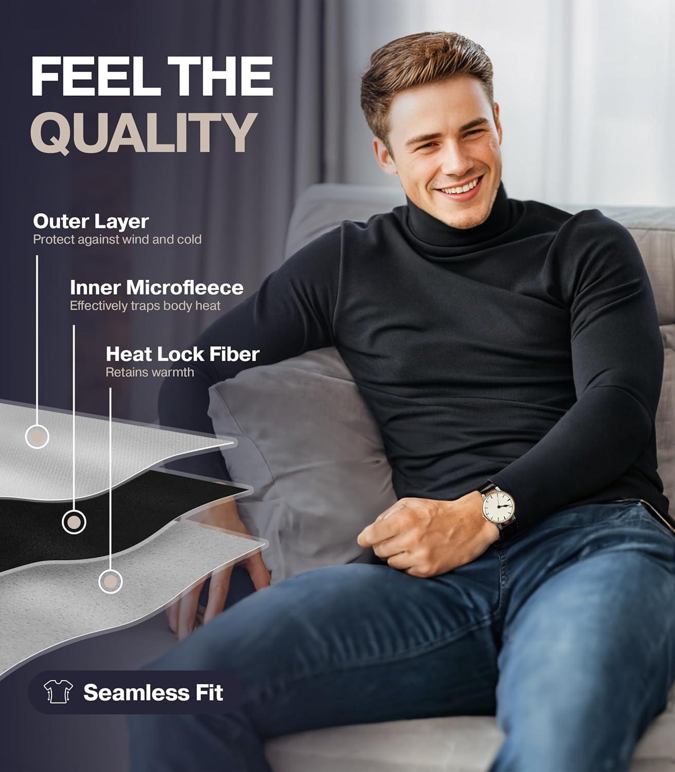 imageThermajohn Thermal Shirts for Men Long Sleeve Thermal Compression Shirts for Men Base Layer Cold WeatherBlack Black