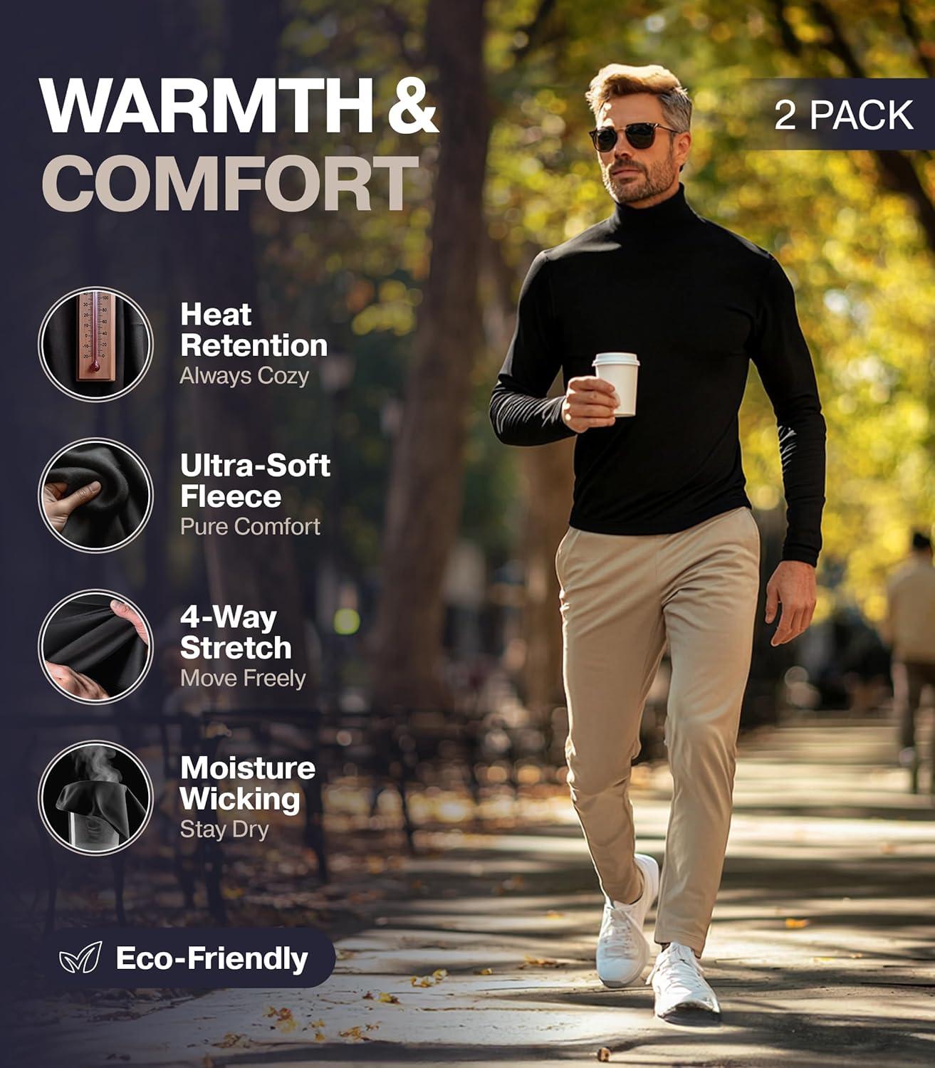 imageThermajohn Thermal Shirts for Men Long Sleeve Thermal Compression Shirts for Men Base Layer Cold WeatherBlack Black