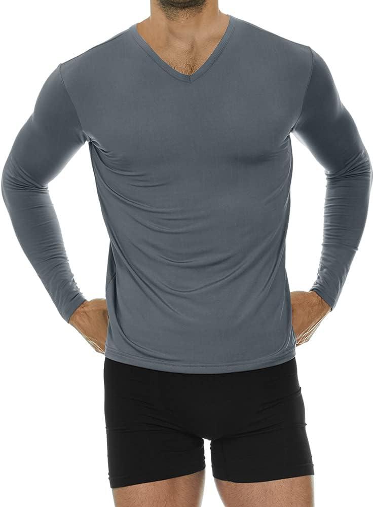 imageThermajohn Thermal Shirts for Men Long Sleeve Thermal Compression Shirts for Men Base Layer Cold WeatherCharcoal