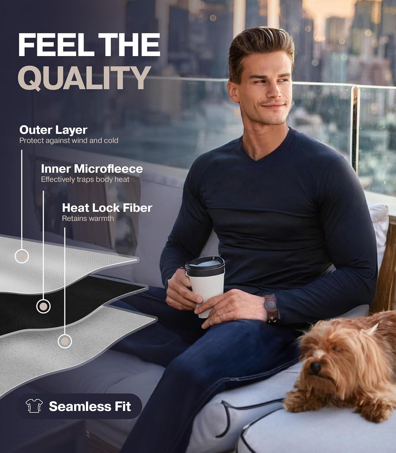 imageThermajohn Thermal Shirts for Men Long Sleeve Thermal Compression Shirts for Men Base Layer Cold WeatherHunter Green