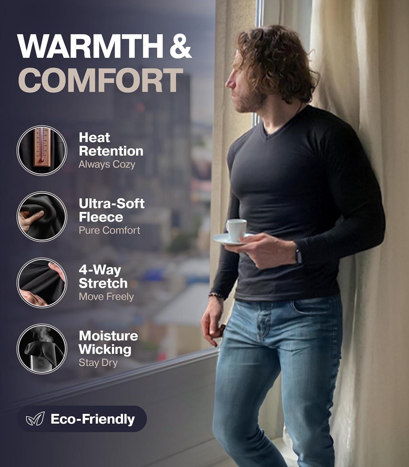 imageThermajohn Thermal Shirts for Men Long Sleeve Thermal Compression Shirts for Men Base Layer Cold WeatherHunter Green