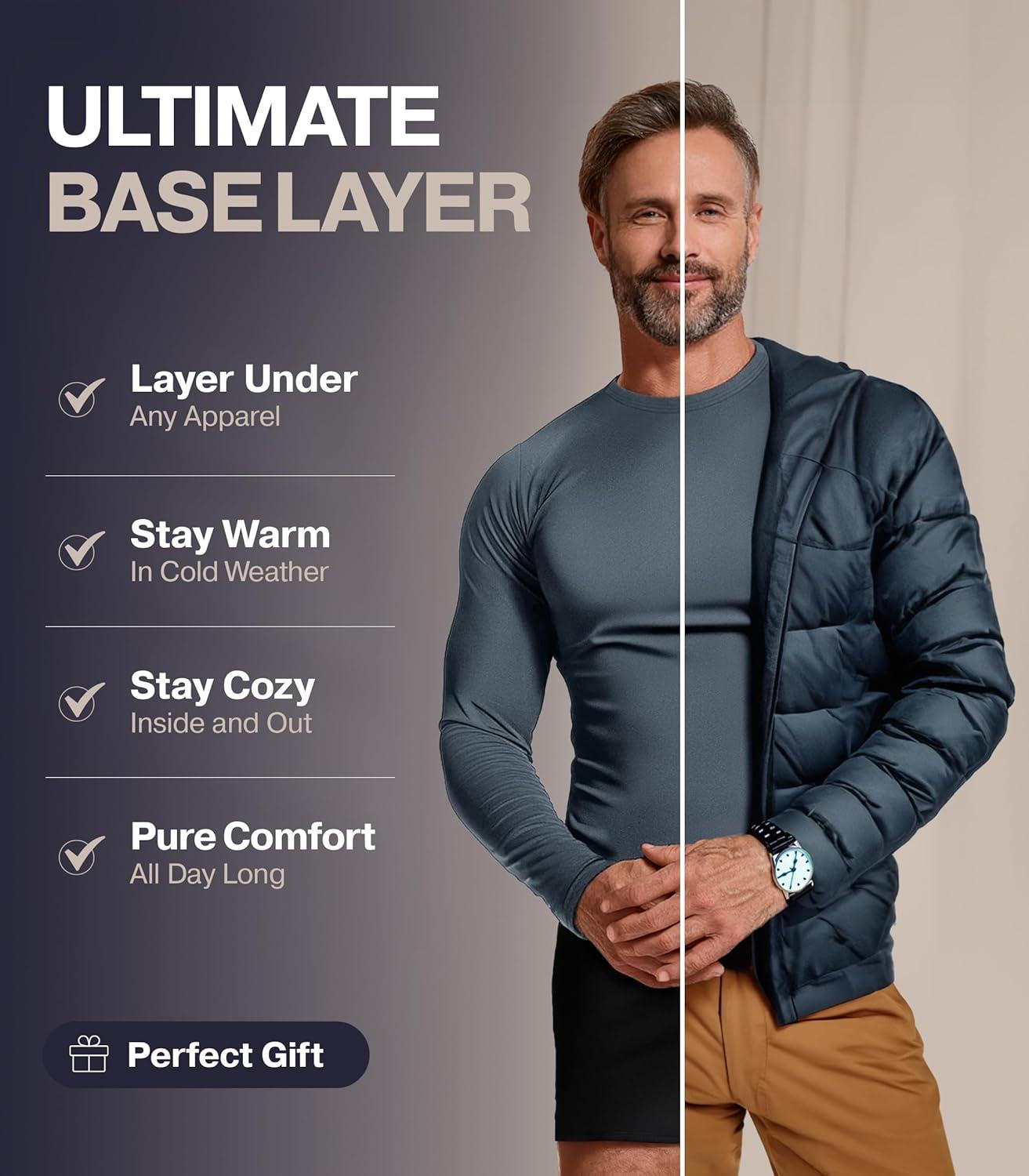 imageThermajohn Thermal Shirts for Men Long Sleeve Thermal Compression Shirts for Men Base Layer Cold WeatherHunter Green