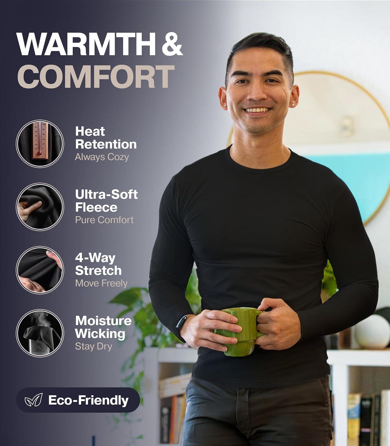 imageThermajohn Thermal Shirts for Men Long Sleeve Thermal Compression Shirts for Men Base Layer Cold WeatherSafety Orange