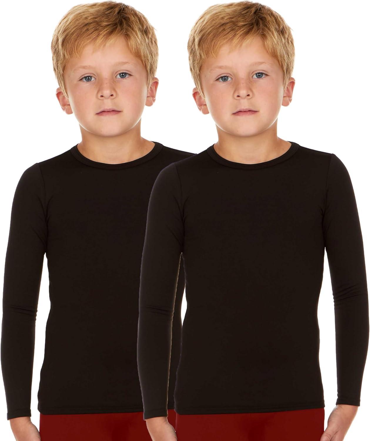 imageThermajohn Thermal Underwear for Kids Boys Thermal Underwear Set Base Layers for Skiing Long Johns for Boys KidsBlack and Black