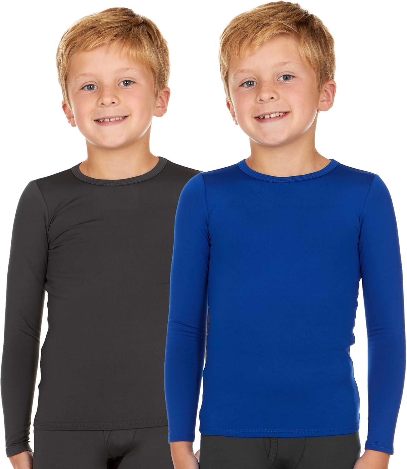 imageThermajohn Thermal Underwear for Kids Boys Thermal Underwear Set Base Layers for Skiing Long Johns for Boys KidsCharcoal and Royal Blue