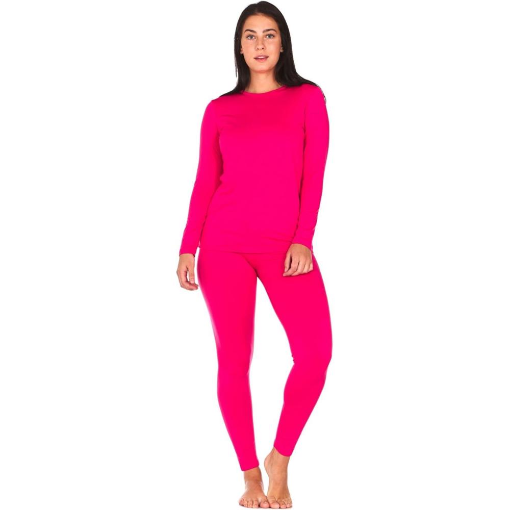 imageThermajane Long Johns Thermal Underwear for Women Fleece Lined Base Layer Pajama Set Cold WeatherPink