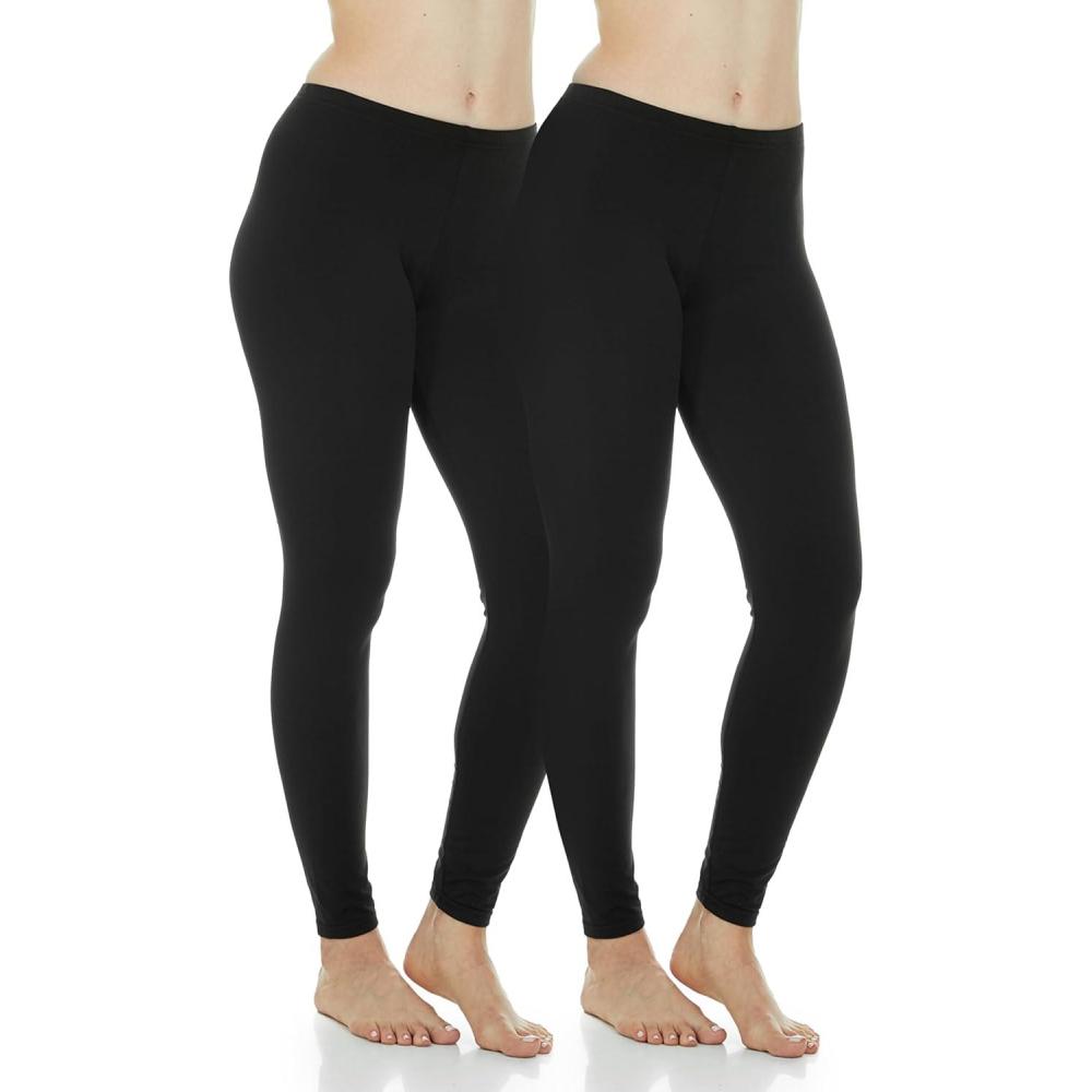 imageThermajane Long Johns for Women Thermal Leggings for Women Fleece Lined Thermal Underwear BottomsBlack Black