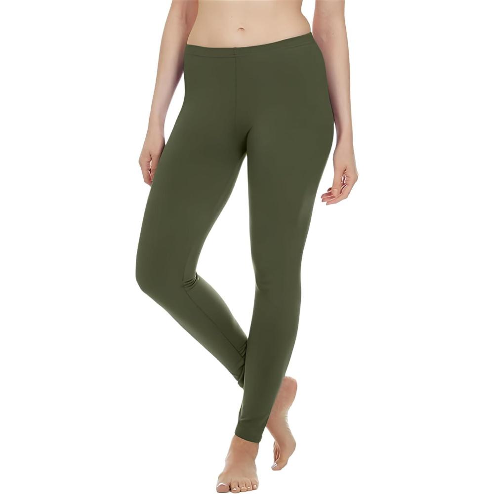 imageThermajane Long Johns for Women Thermal Leggings for Women Fleece Lined Thermal Underwear BottomsOlive Green