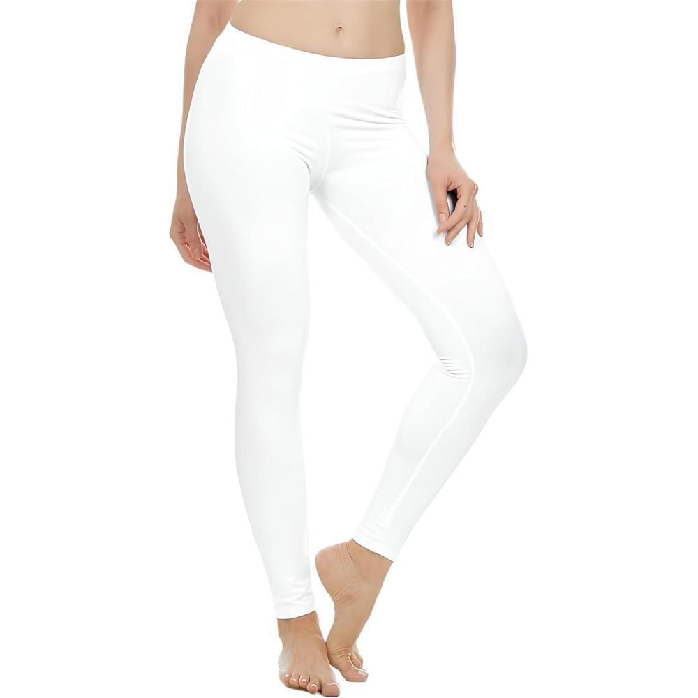 imageThermajane Long Johns for Women Thermal Leggings for Women Fleece Lined Thermal Underwear BottomsWhite