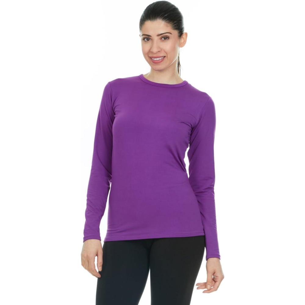 imageThermajane Long Sleeve Thermal Shirts for Women Cold Weather Womens Thermal Underwear Tops Base Layer Women ThermalPurple