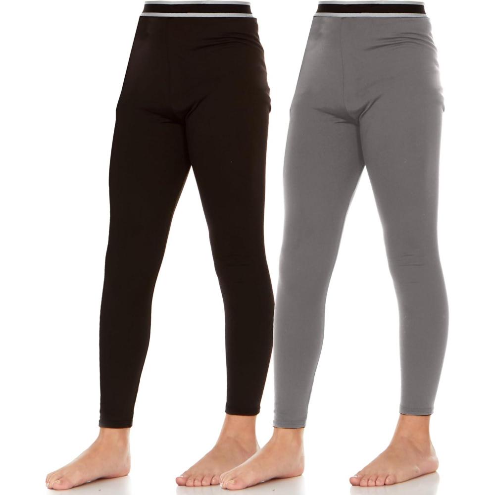 imageThermajane Thermal Underwear for Kids Long Johns Girls Thermal Underwear Set Base Layer Kids Long UnderwearBlack Grey