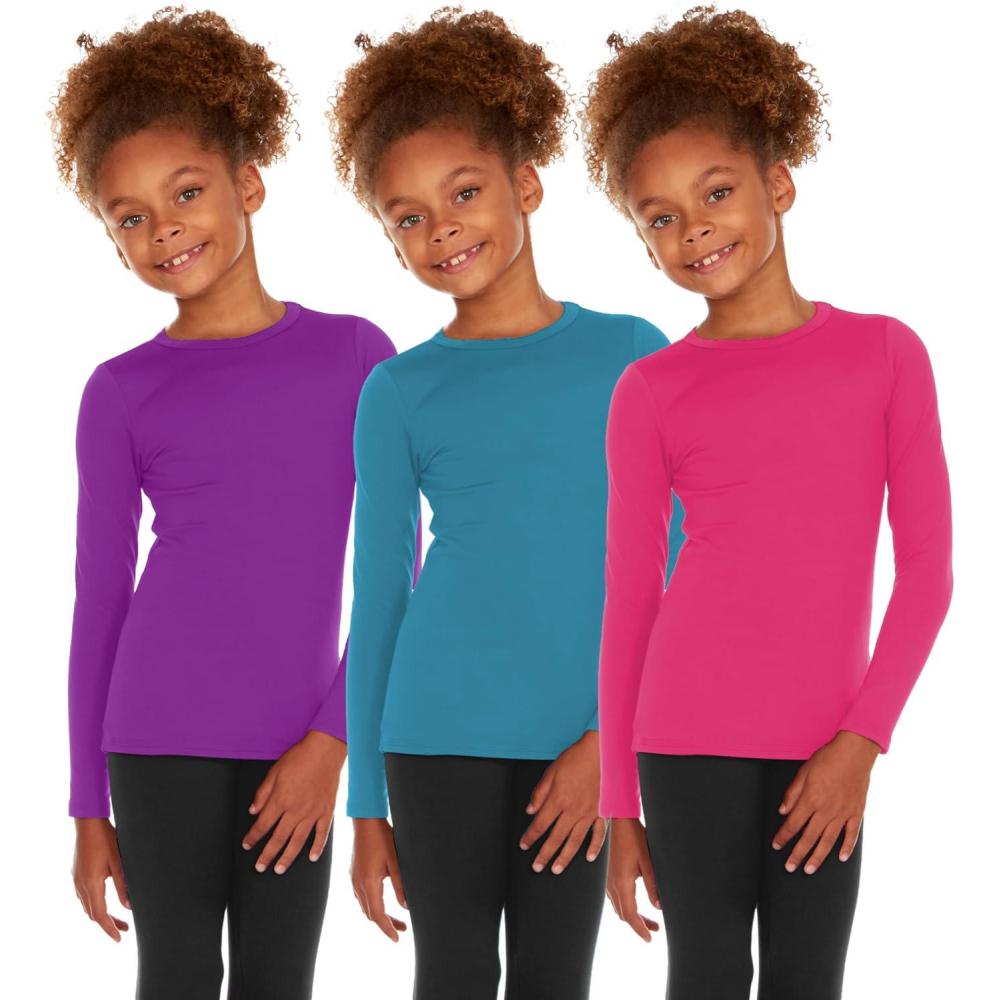 imageThermajane Thermal Underwear for Kids Long Johns Girls Thermal Underwear Set Base Layer Kids Long UnderwearPurple Teal Pink