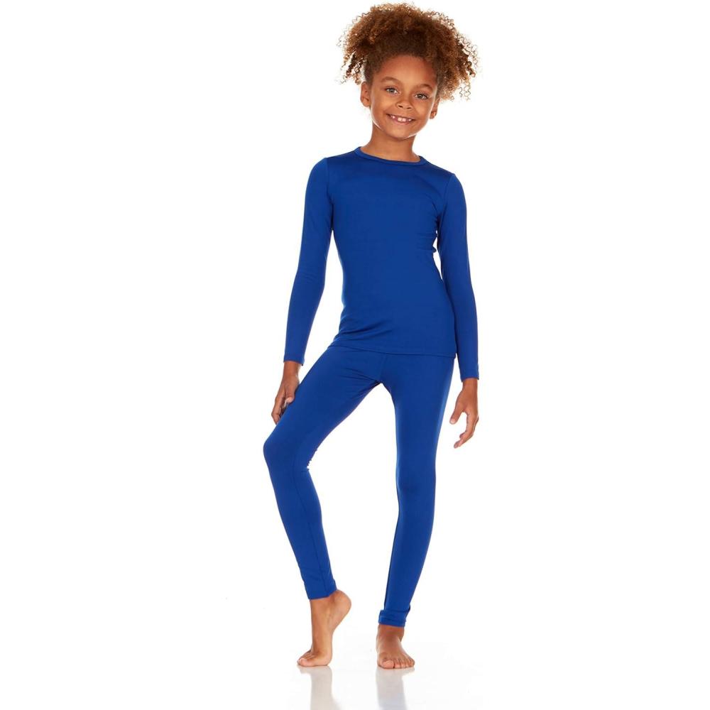 imageThermajane Thermal Underwear for Kids Long Johns Girls Thermal Underwear Set Base Layer Kids Long UnderwearRoyal Blue