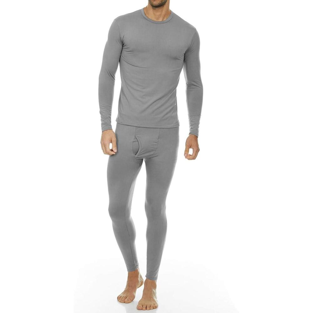 imageThermajohn Long Johns Thermal Underwear for Men Fleece Lined Base Layer Set for Cold WeatherGrey