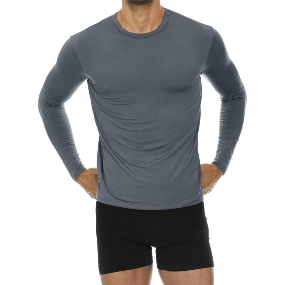imageThermajohn Thermal Shirts for Men Long Sleeve Thermal Compression Shirts for Men Base Layer Cold WeatherCharcoal
