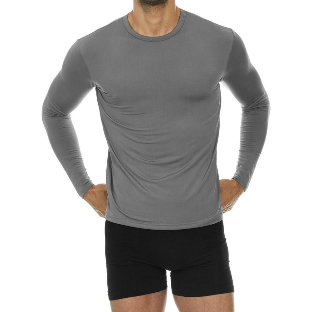 imageThermajohn Thermal Shirts for Men Long Sleeve Thermal Compression Shirts for Men Base Layer Cold WeatherGrey