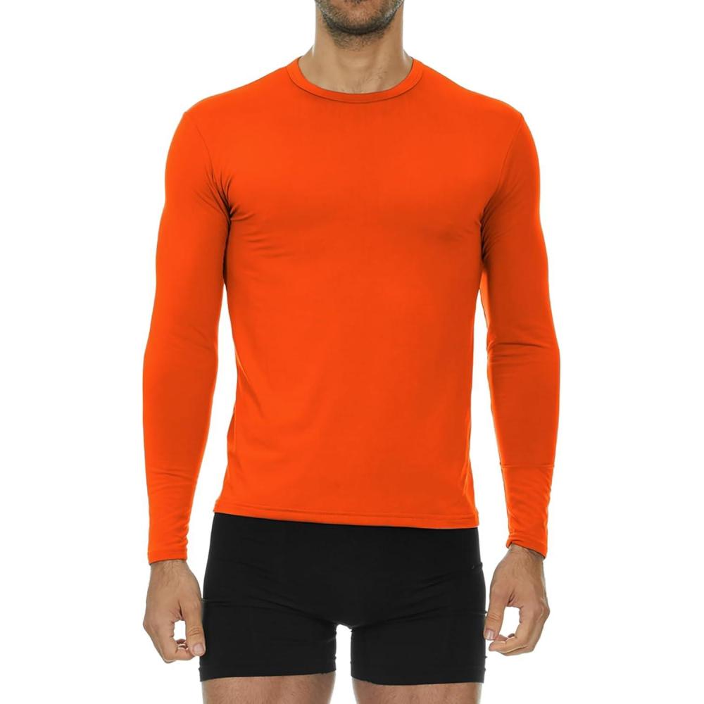 imageThermajohn Thermal Shirts for Men Long Sleeve Thermal Compression Shirts for Men Base Layer Cold WeatherSafety Orange