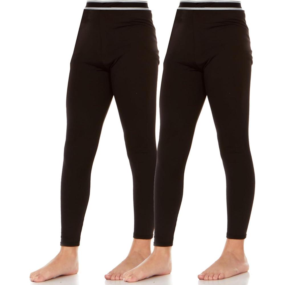 imageThermajohn Thermal Underwear for Kids Boys Thermal Underwear Set Base Layers for Skiing Long Johns for Boys KidsBlack and Black
