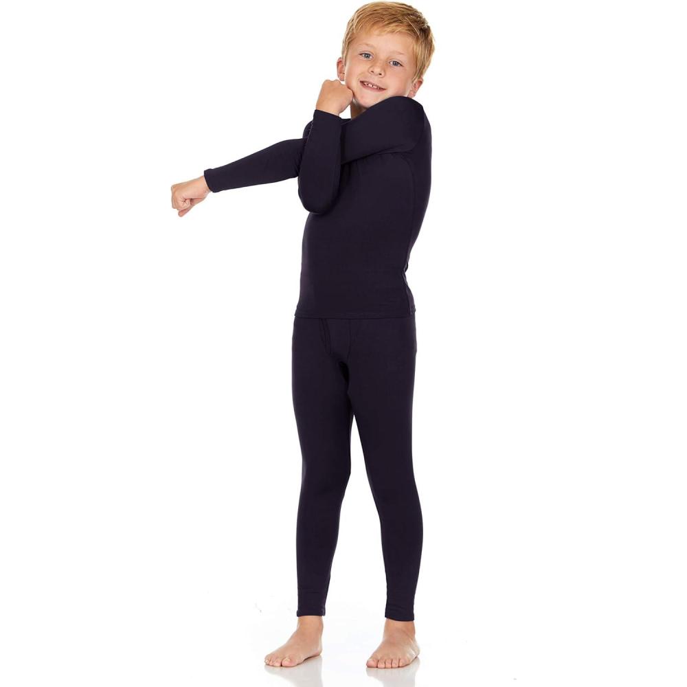 imageThermajohn Thermal Underwear for Kids Boys Thermal Underwear Set Base Layers for Skiing Long Johns for Boys KidsNavy