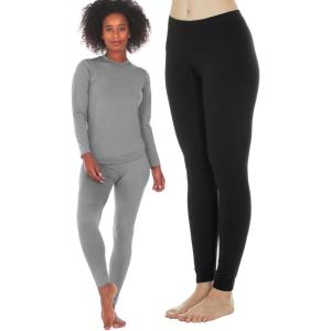 Thermajane Long Johns Set + Bottoms Size XL Grey Set Black Bottoms