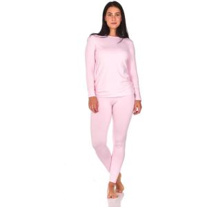 Thermajane Long Johns Thermal Underwear for Women Fleece Lined Base Layer Pajama Set Cold Weather(Baby Pink)