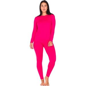 Thermajane Long Johns Thermal Underwear for Women Fleece Lined Base Layer Pajama Set Cold Weather(Pink)