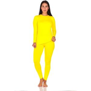 Thermajane Long Johns Thermal Underwear for Women Fleece Lined Base Layer Pajama Set Cold Weather(Yellow)