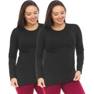 Thermajane Long Sleeve Thermal Shirts for Women Cold Weather, Womens Thermal Underwear Tops, Base Layer Women Thermal(Black  Black)